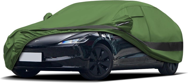 JURMON Heavy Duty Outdoor Car Cover Compatible with Tesla Model 3,Waterproof All Weather for Automobiles, Outdoor Full Cover Rain Sun UV Protection with Zipper Cotton - Image 1